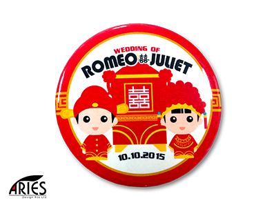 Traditional Chinese Sedan Wedding Button Badge
